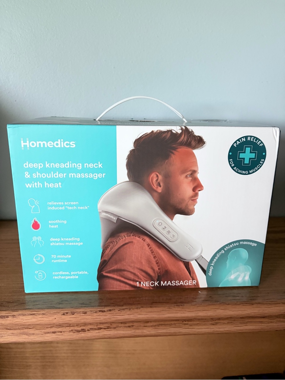 Homedics Neck & Shoulder Massager in White with Teal Accents
